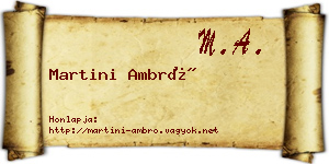 Martini Ambró névjegykártya